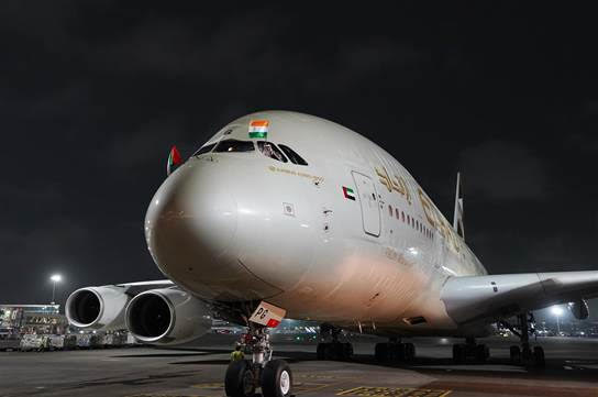 ETIHAD’S A380 ARRIVES IN MUMBAI STARTING ANNIVERSARY CELEBRATIONS